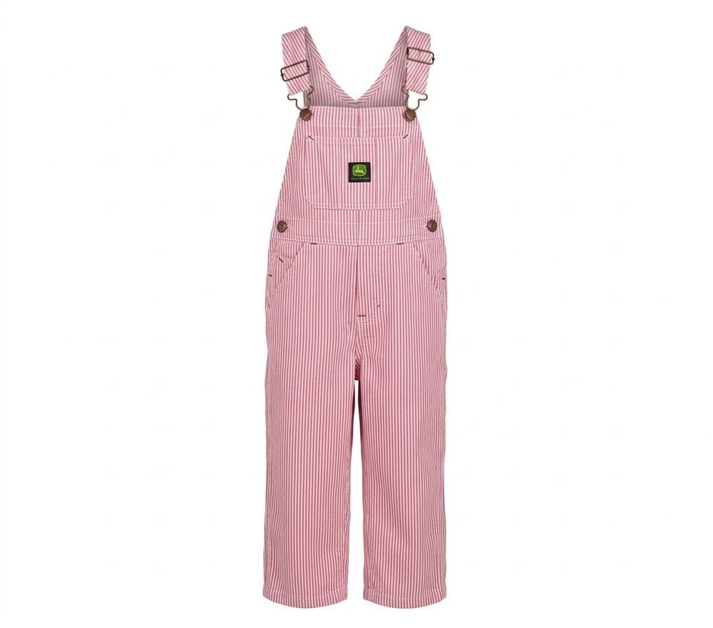 Toddler Girl Overalls John Deere Pink White Striped Size 5